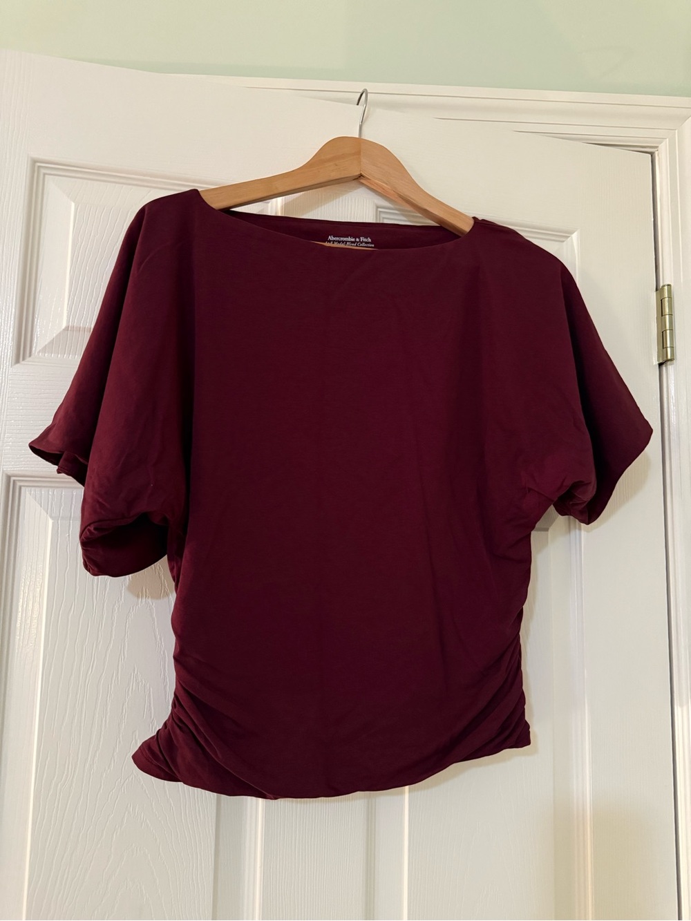 Abercrombie Flutter Sleeve Slash Top - Red Wine